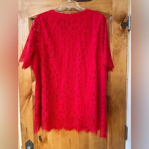 Mizrahi red lace top.
